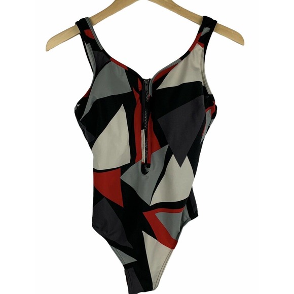 Miraclesuit Other - Miraclesuit Geometric Print Zip Front Swimsuit